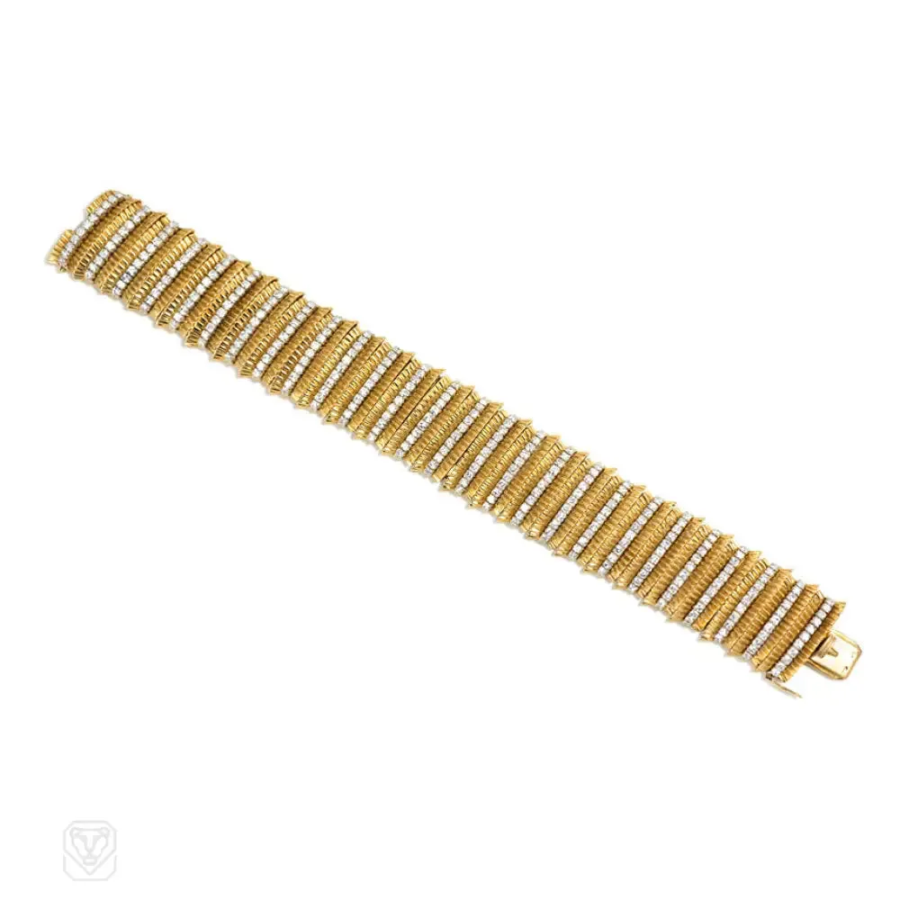 Gold and diamond ribbed bracelet, Faraone