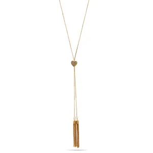 GOLD CRYSTAL HEART PENDANT WITH TASSEL NECKLACE #SQ358-0179XG (AF1)