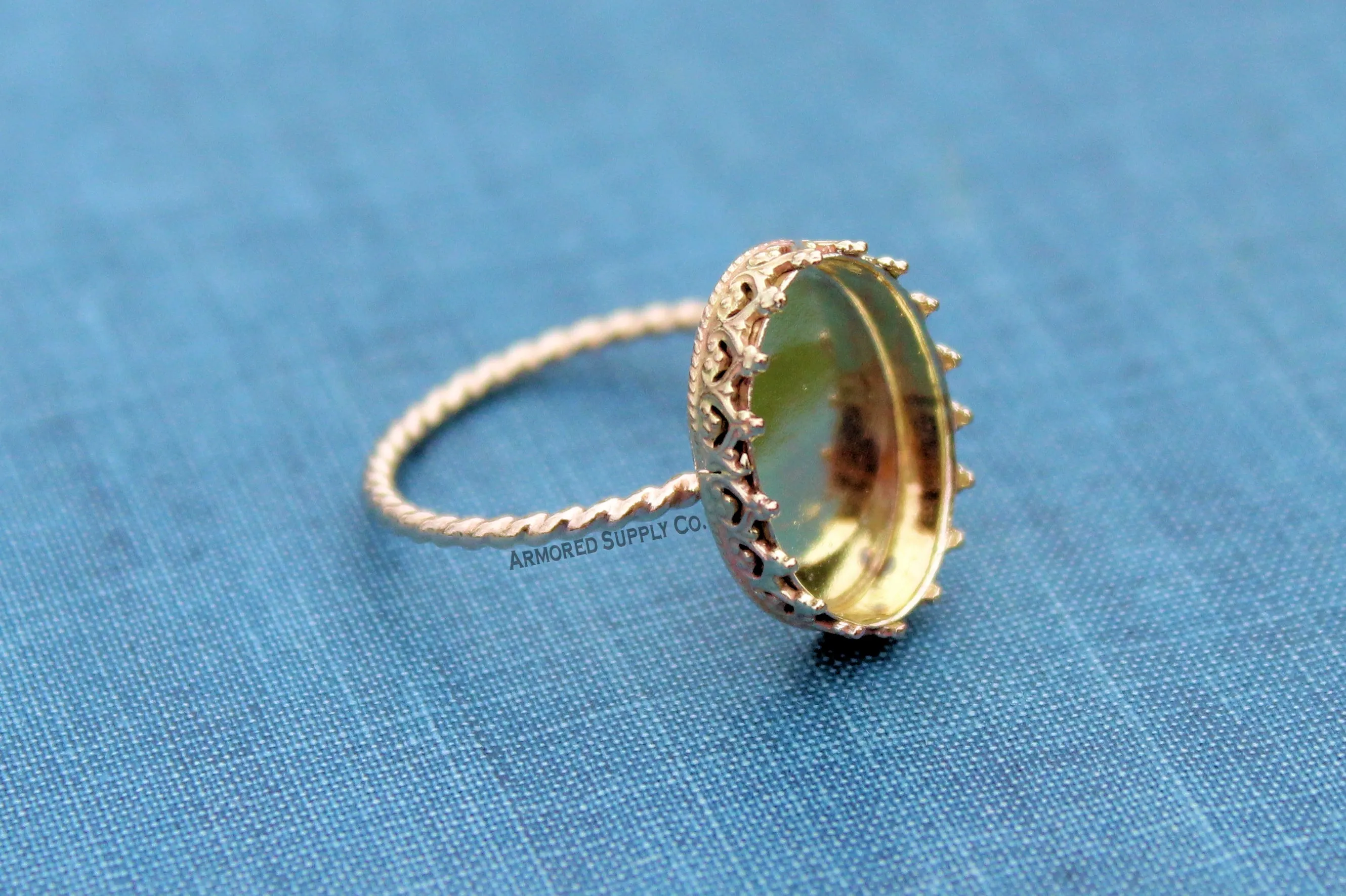 Gold Filled ROPE 10x8mm Crown Oval Bezel Ring blank
