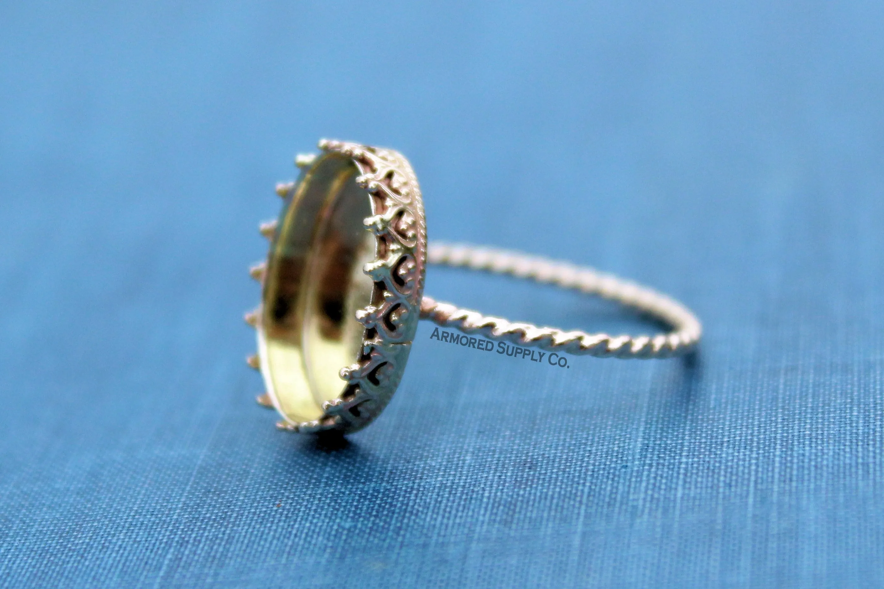 Gold Filled ROPE 10x8mm Crown Oval Bezel Ring blank