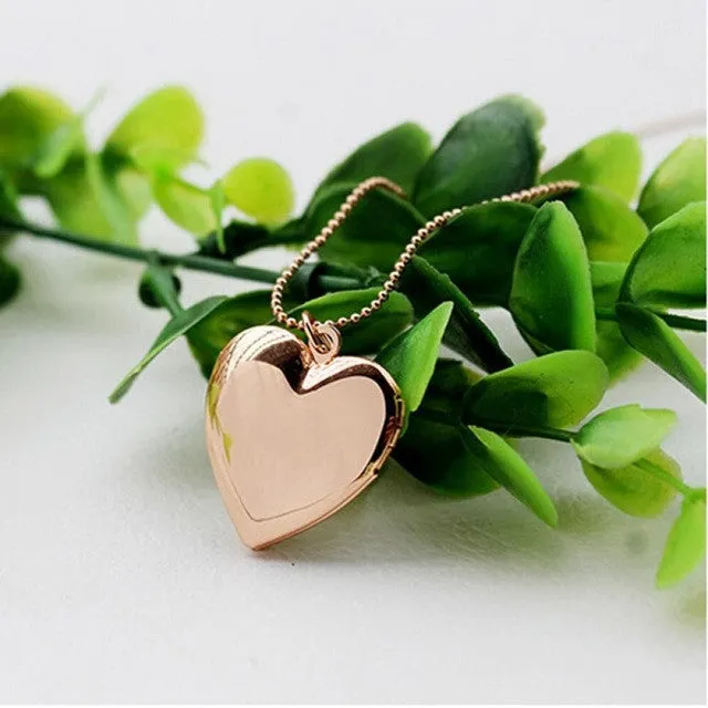 Gold Heart Locket Necklace