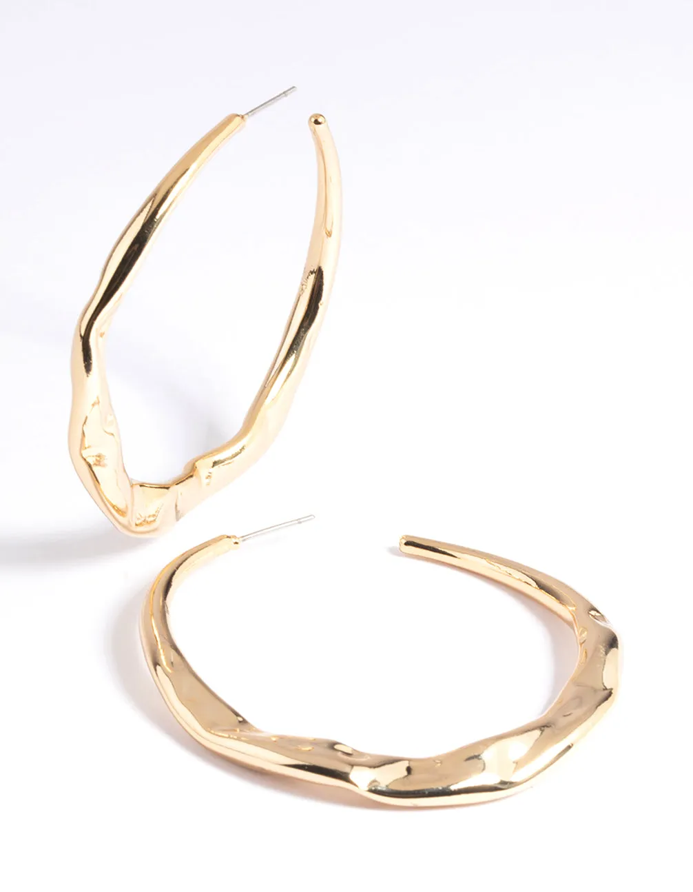 Gold Plated Molten Hoop Earrings