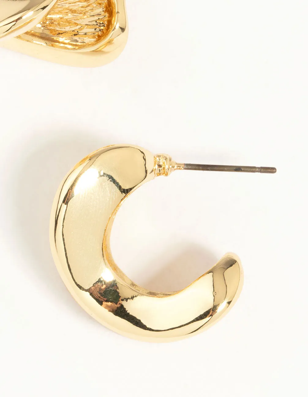 Gold Plated Pinched Hoop Earrings