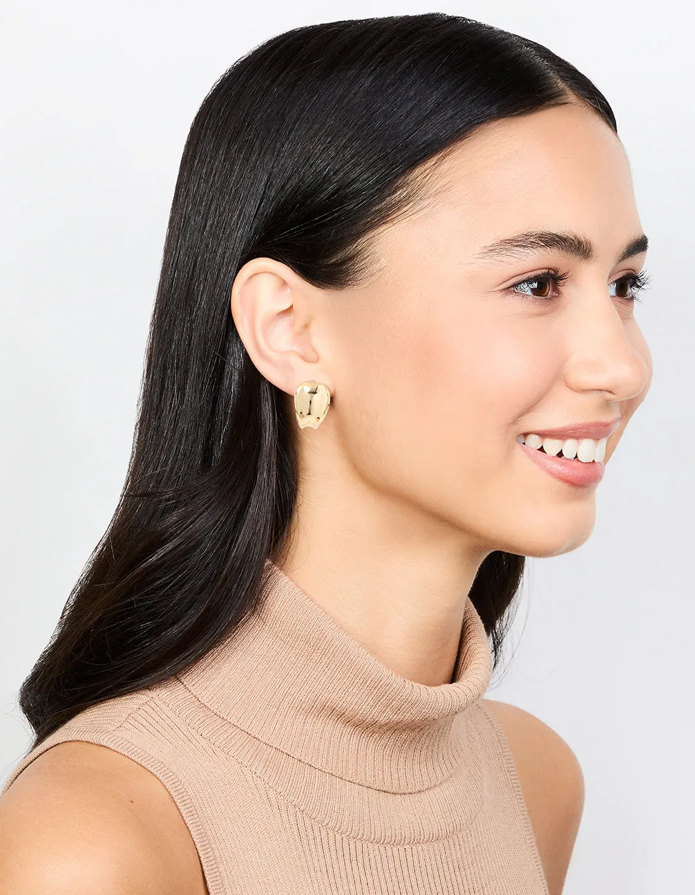 Gold Plated Pinched Hoop Earrings