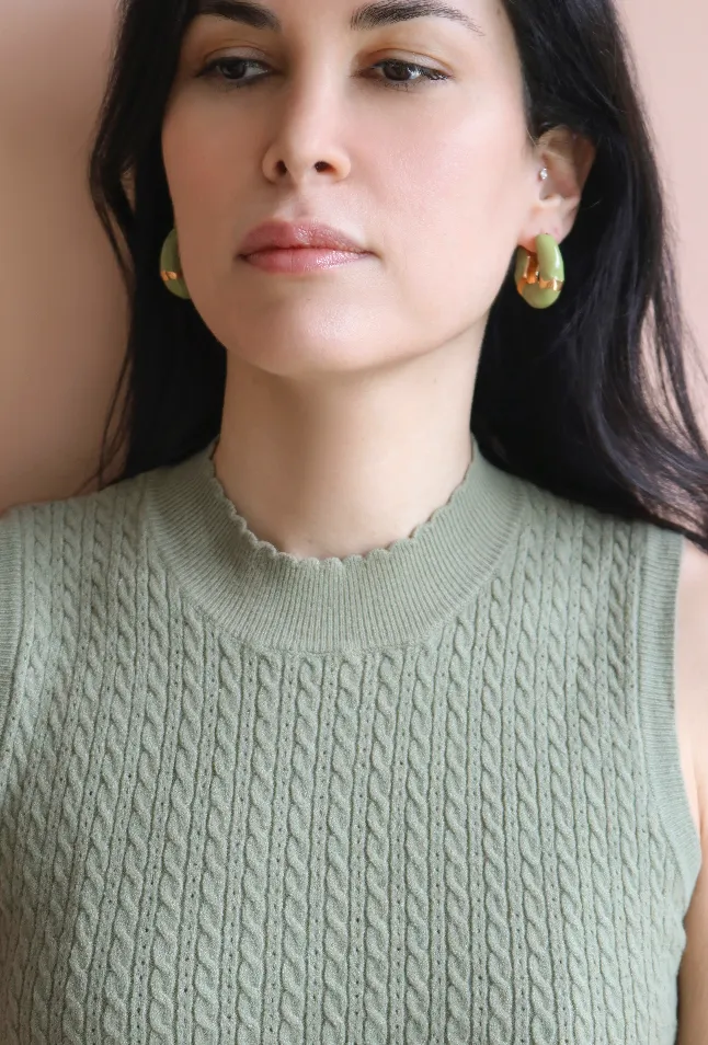 GOLD PLATED STATEMENT WAVES HOOP WITH ENAMEL