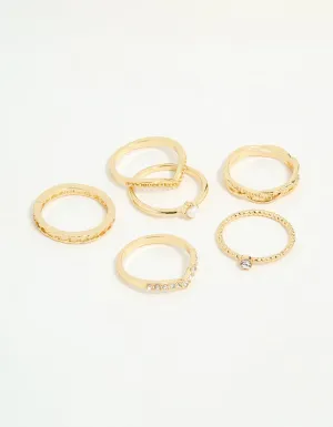 Gold Plated Twist & Dip Rings 6-Pack