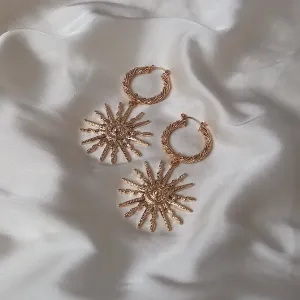 Gold Sun Hoop Earrings - Hoop Earrings,Gold Sun Earrings,Twist Hoops,Large Hoop Earrings,Gold Earrings In The UK,Gold Jewellery In The UK