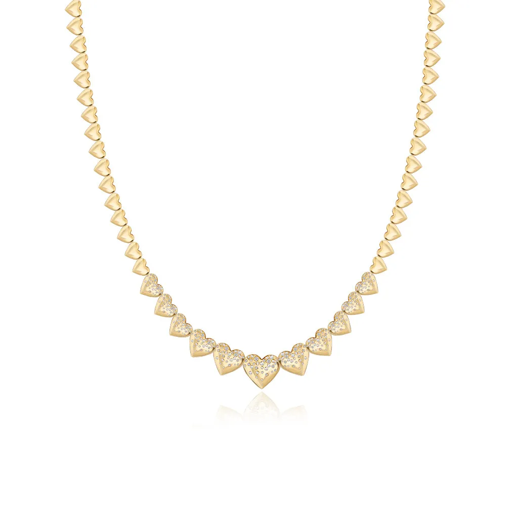 Golden Dripping Scattered Hearts Graduated Necklace
