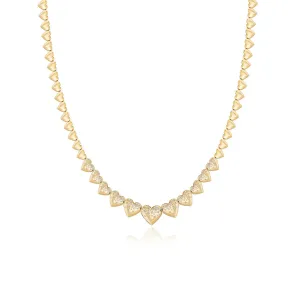 Golden Dripping Scattered Hearts Graduated Necklace