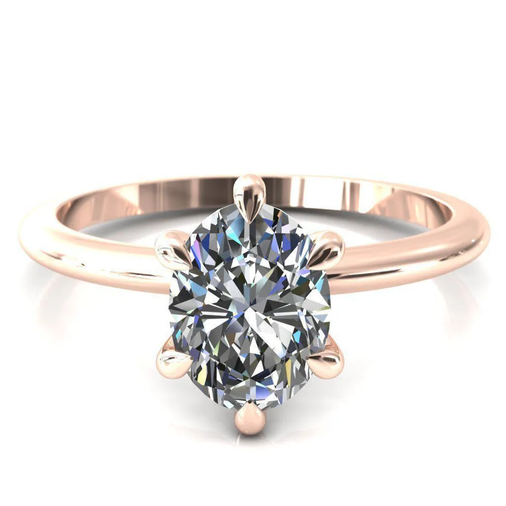 Gracey Oval Center Stone 6-Claw Prong Engagement Ring