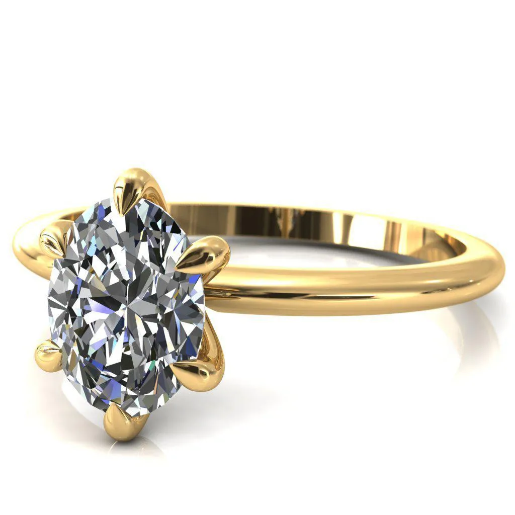 Gracey Oval Center Stone 6-Claw Prong Engagement Ring