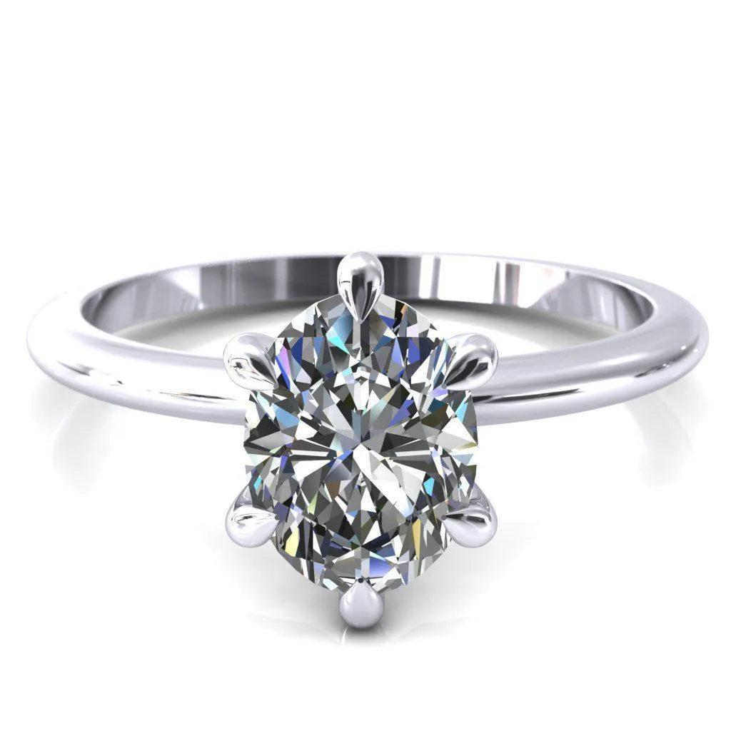 Gracey Oval Center Stone 6-Claw Prong Engagement Ring