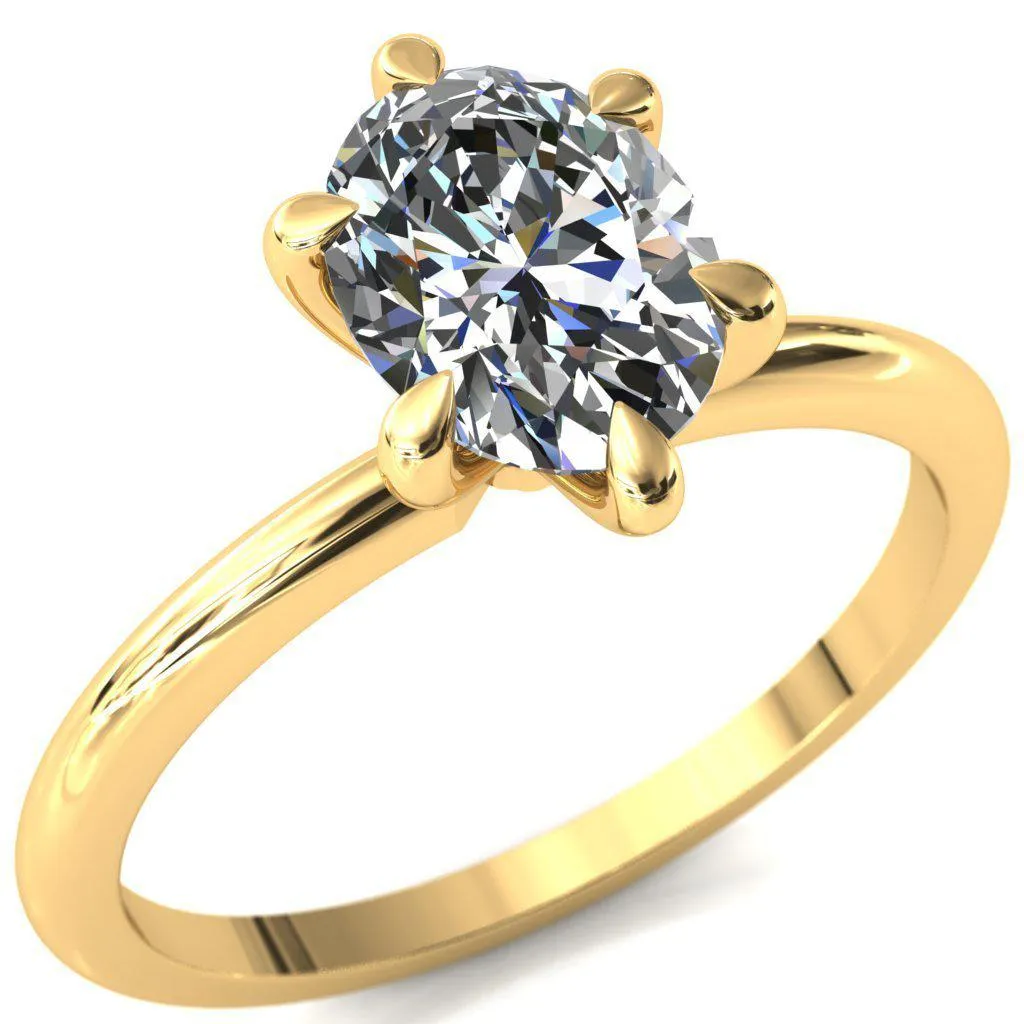 Gracey Oval Center Stone 6-Claw Prong Engagement Ring
