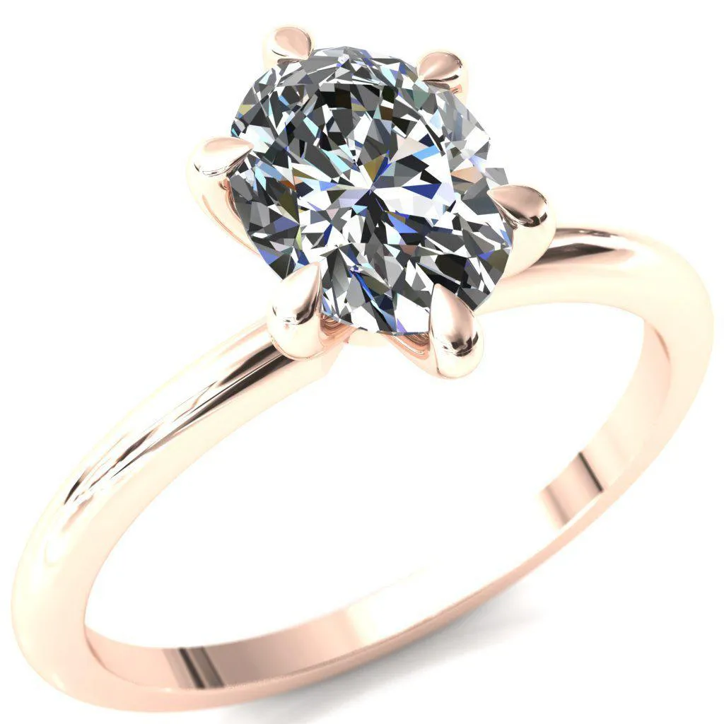 Gracey Oval Center Stone 6-Claw Prong Engagement Ring