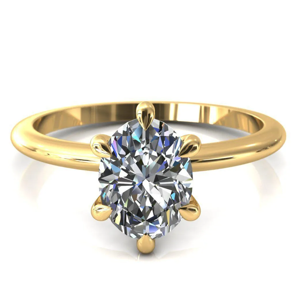 Gracey Oval Center Stone 6-Claw Prong Engagement Ring