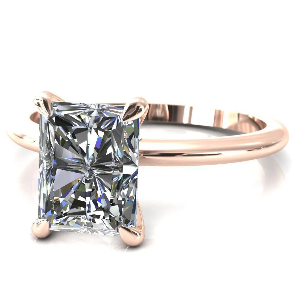 Gracey Radiant Center Stone 4-Claw Prong Engagement Ring