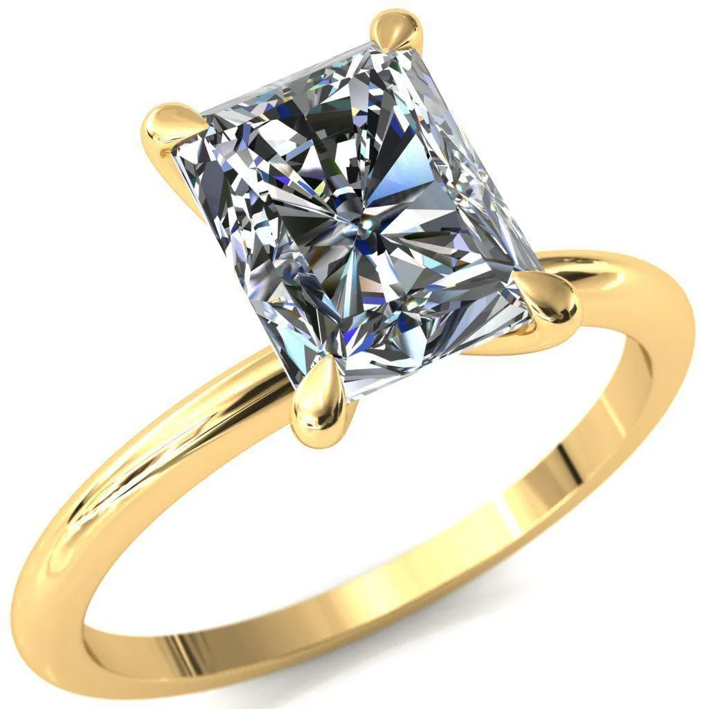 Gracey Radiant Center Stone 4-Claw Prong Engagement Ring