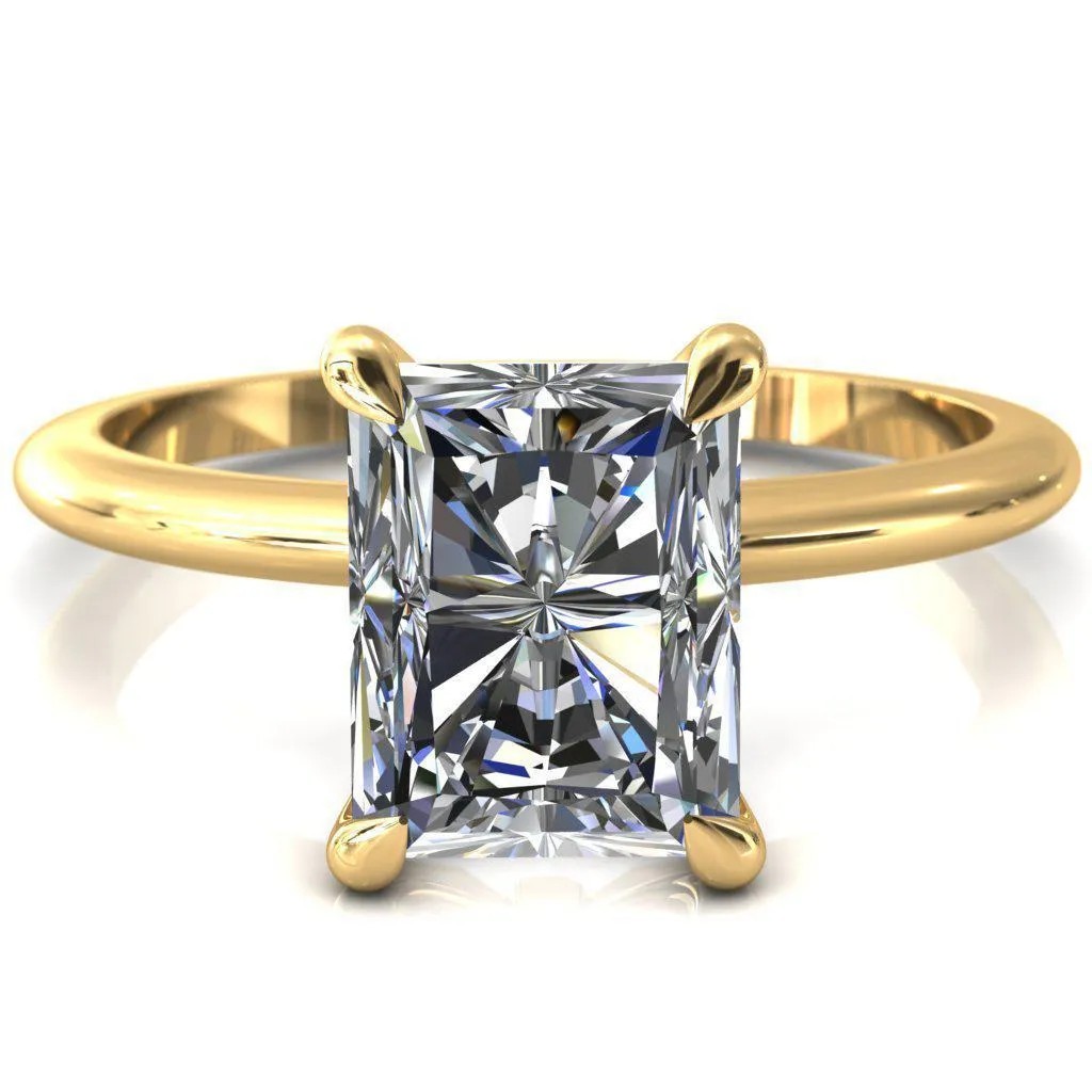 Gracey Radiant Center Stone 4-Claw Prong Engagement Ring