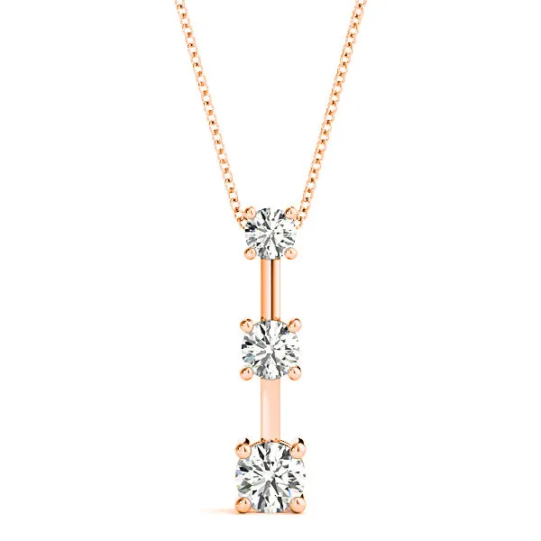 Graduated 1.00 ctw Diamond Three Stone Necklace Pendant