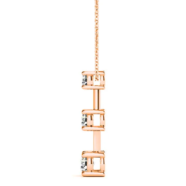 Graduated 1.00 ctw Diamond Three Stone Necklace Pendant