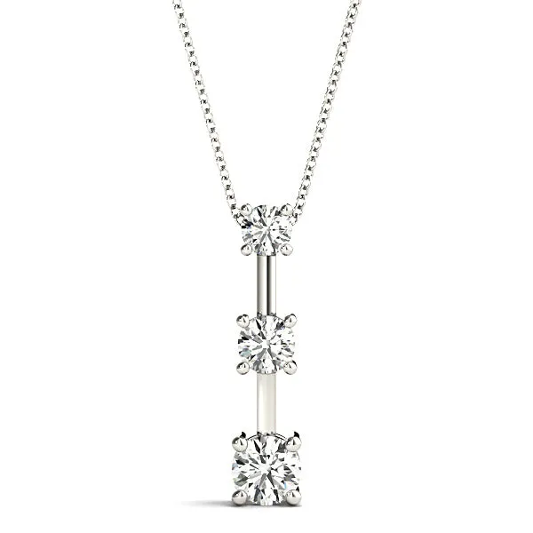 Graduated 1.00 ctw Diamond Three Stone Necklace Pendant