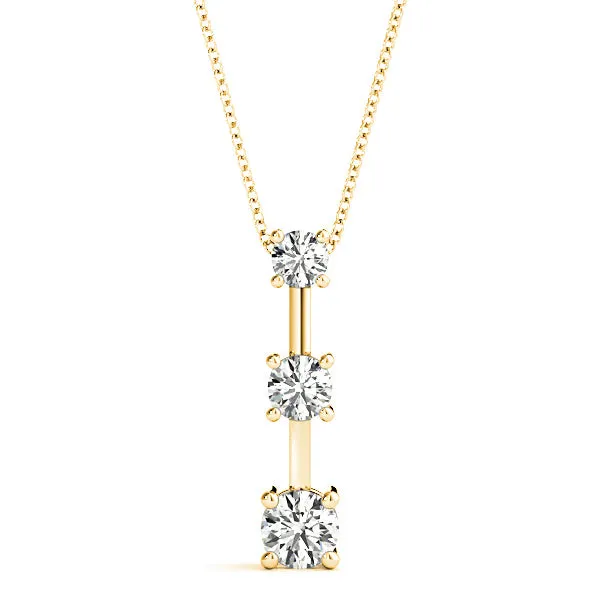 Graduated 1.00 ctw Diamond Three Stone Necklace Pendant