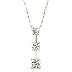 Graduated 1.00 ctw Diamond Three Stone Necklace Pendant