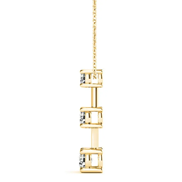 Graduated 1.00 ctw Diamond Three Stone Necklace Pendant