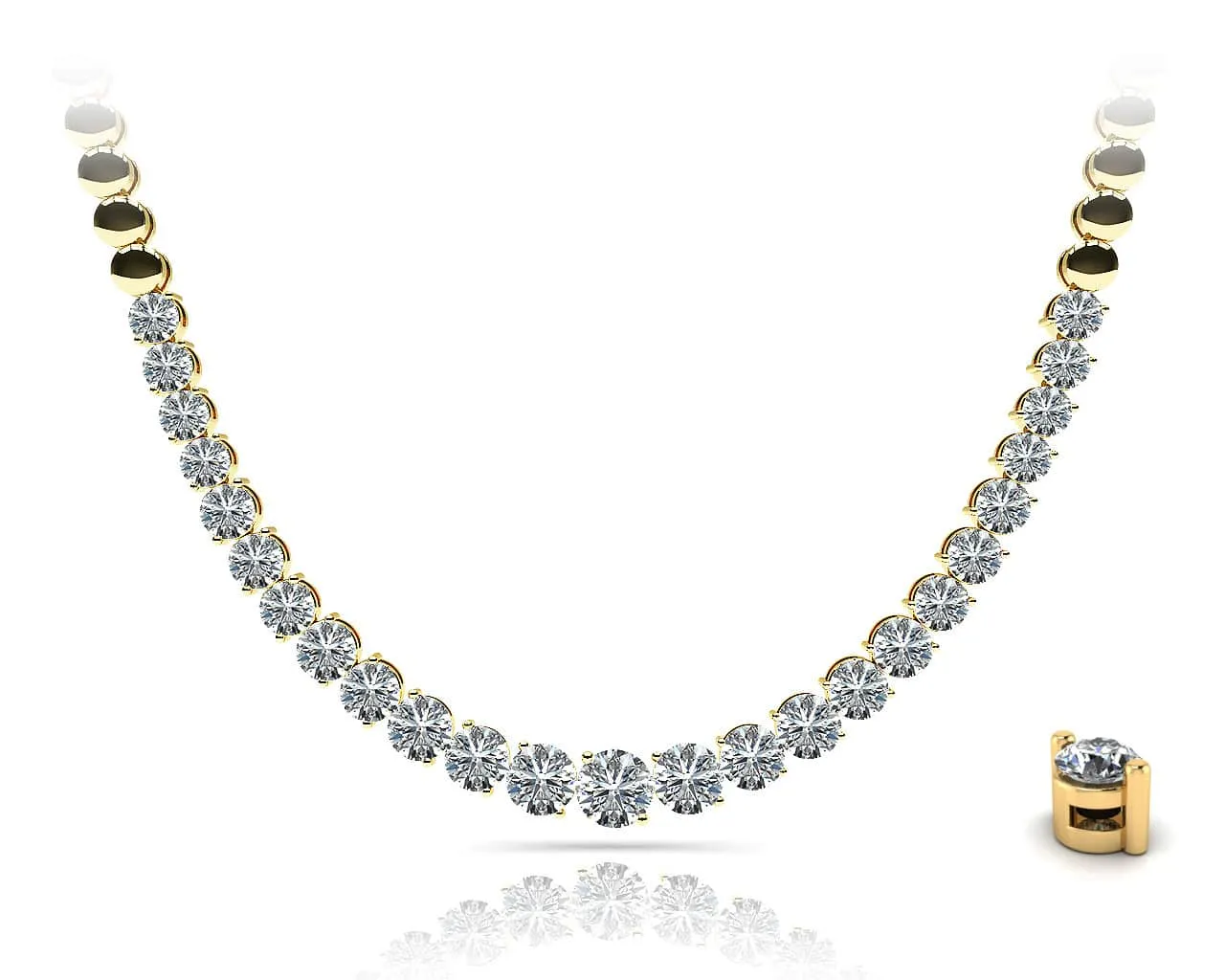 Graduated Diamond Strand Necklace With Shiny Diamond Links  with 4.04 ct.(finished)