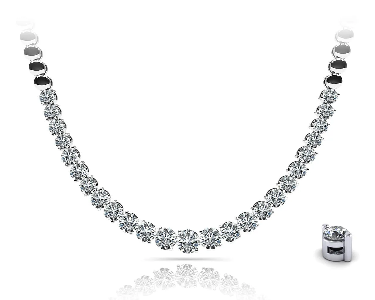 Graduated Diamond Strand Necklace With Shiny Diamond Links  with 4.04 ct.(finished)