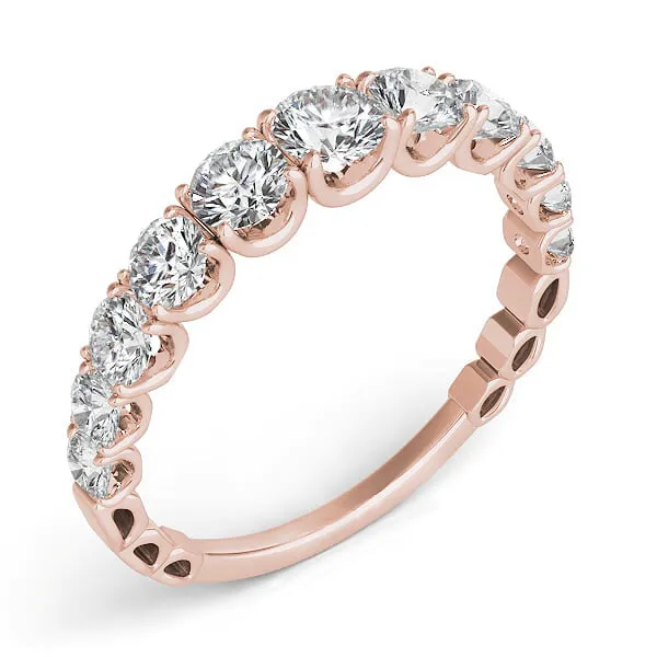 Graduated U Prong Diamond Anniversary Wedding Band