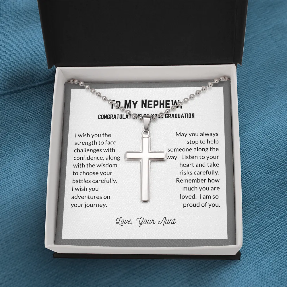 Graduation Cross Necklace for Nephew-Proud of you