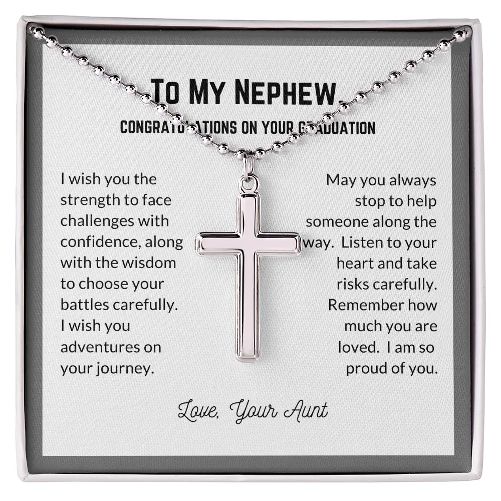 Graduation Cross Necklace for Nephew-Proud of you