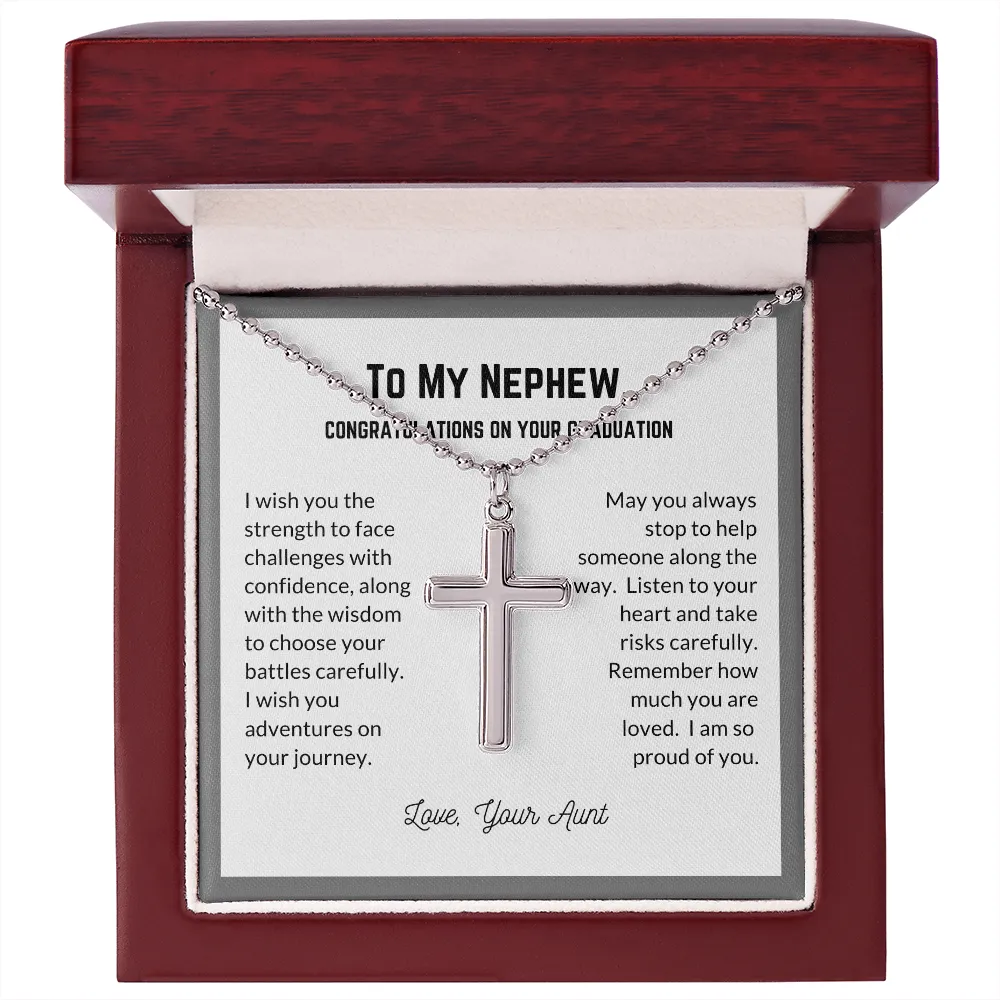 Graduation Cross Necklace for Nephew-Proud of you