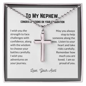 Graduation Cross Necklace for Nephew-Proud of you