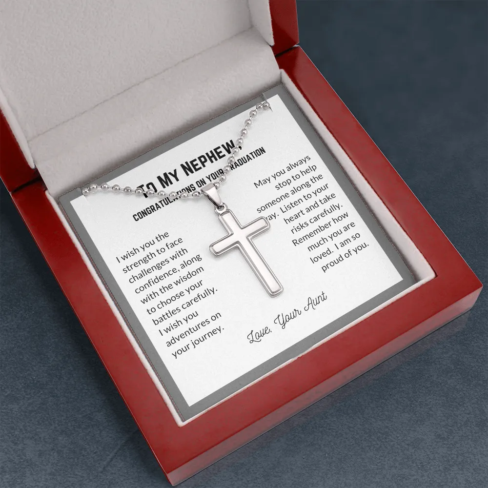 Graduation Cross Necklace for Nephew-Proud of you