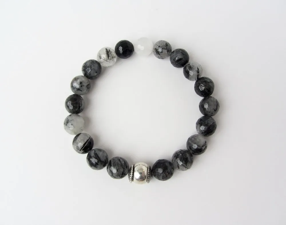 Gray Crazy Lace Agate Mens Bracelet
