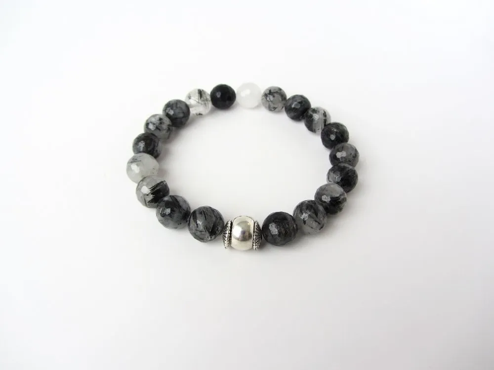 Gray Crazy Lace Agate Mens Bracelet