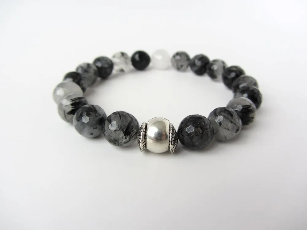 Gray Crazy Lace Agate Mens Bracelet