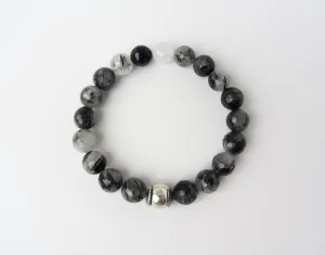 Gray Crazy Lace Agate Mens Bracelet