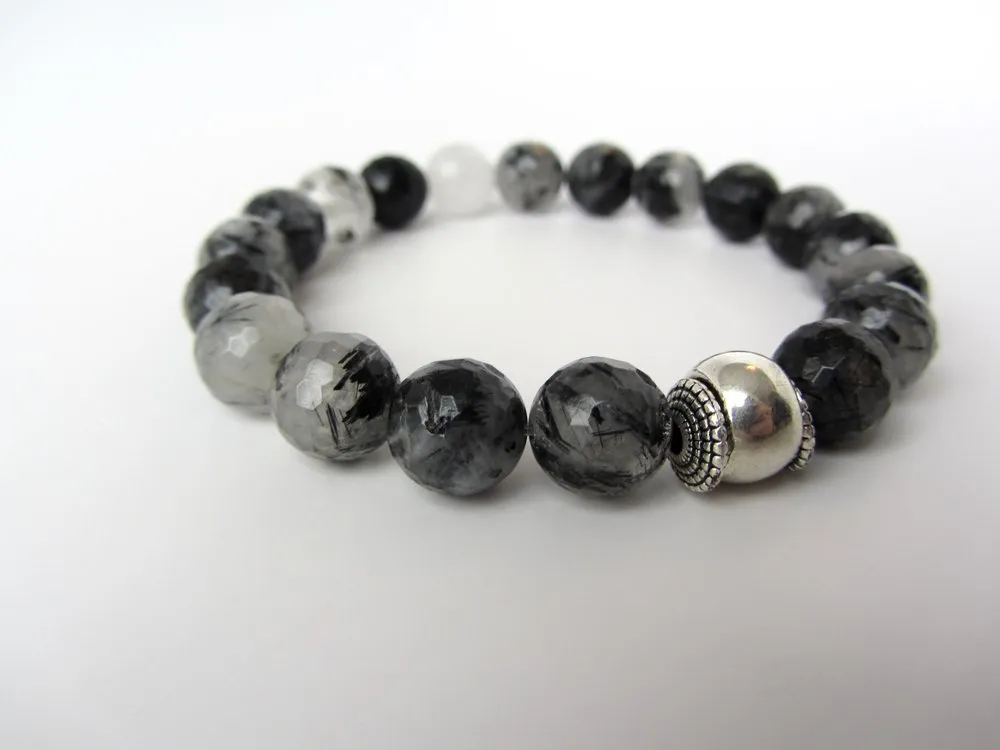 Gray Crazy Lace Agate Mens Bracelet