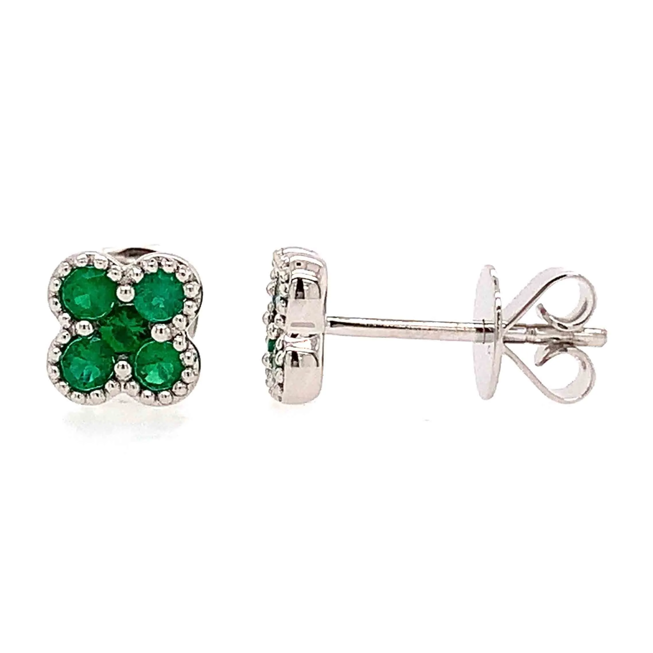 Green 0.33ct tw Emerald Clover Stud Earrings