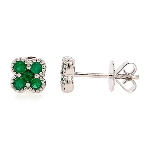 Green 0.33ct tw Emerald Clover Stud Earrings
