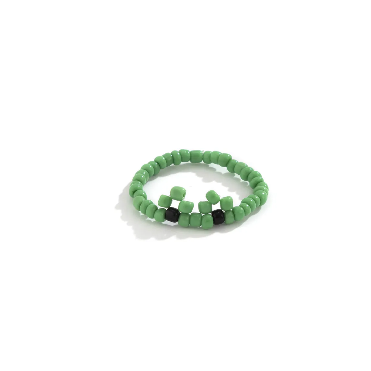 Green Howlite Beaded Frog Stretch Ring