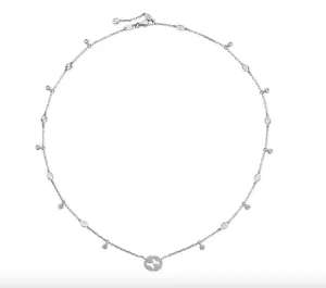 Gucci 18K White Gold Interlocking G Diamond Necklace