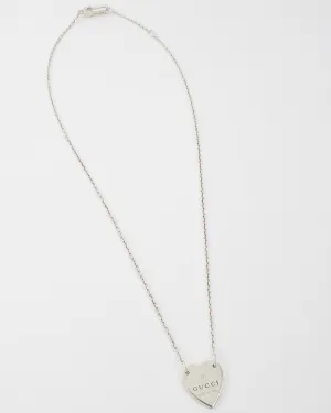 Gucci Sterling Silver Logo Heart Necklace