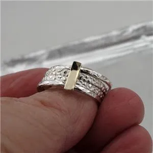 Hadar Designers 9k Yellow Gold 925 Silver Multi Ring (I r756