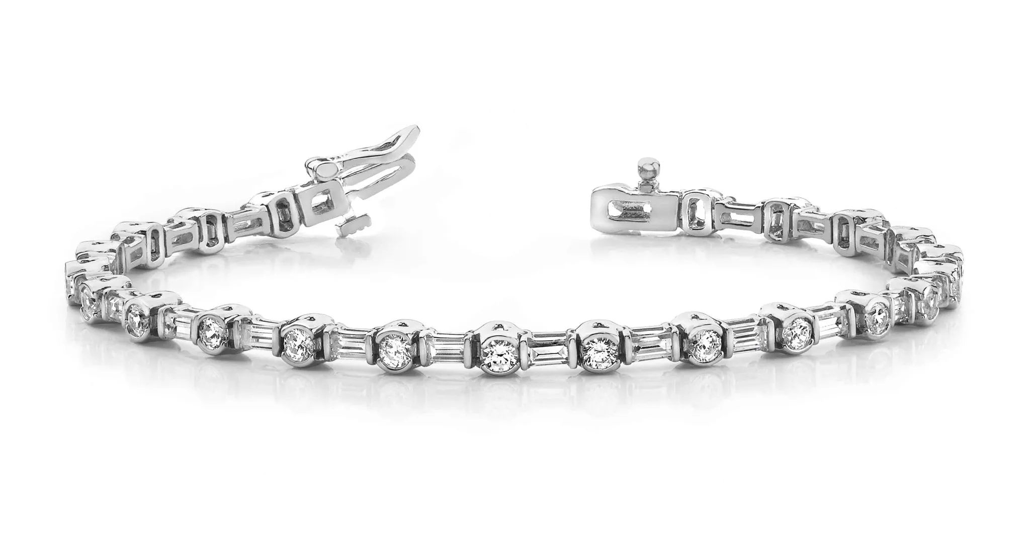 Half Bezel And Channel Set Diamond Bracelet with 2.08 ct.(finished) 2.7x1.4mm, 2mm