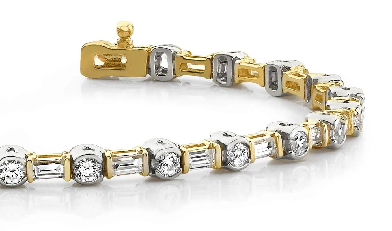 Half Bezel And Channel Set Diamond Bracelet with 2.08 ct.(finished) 2.7x1.4mm, 2mm