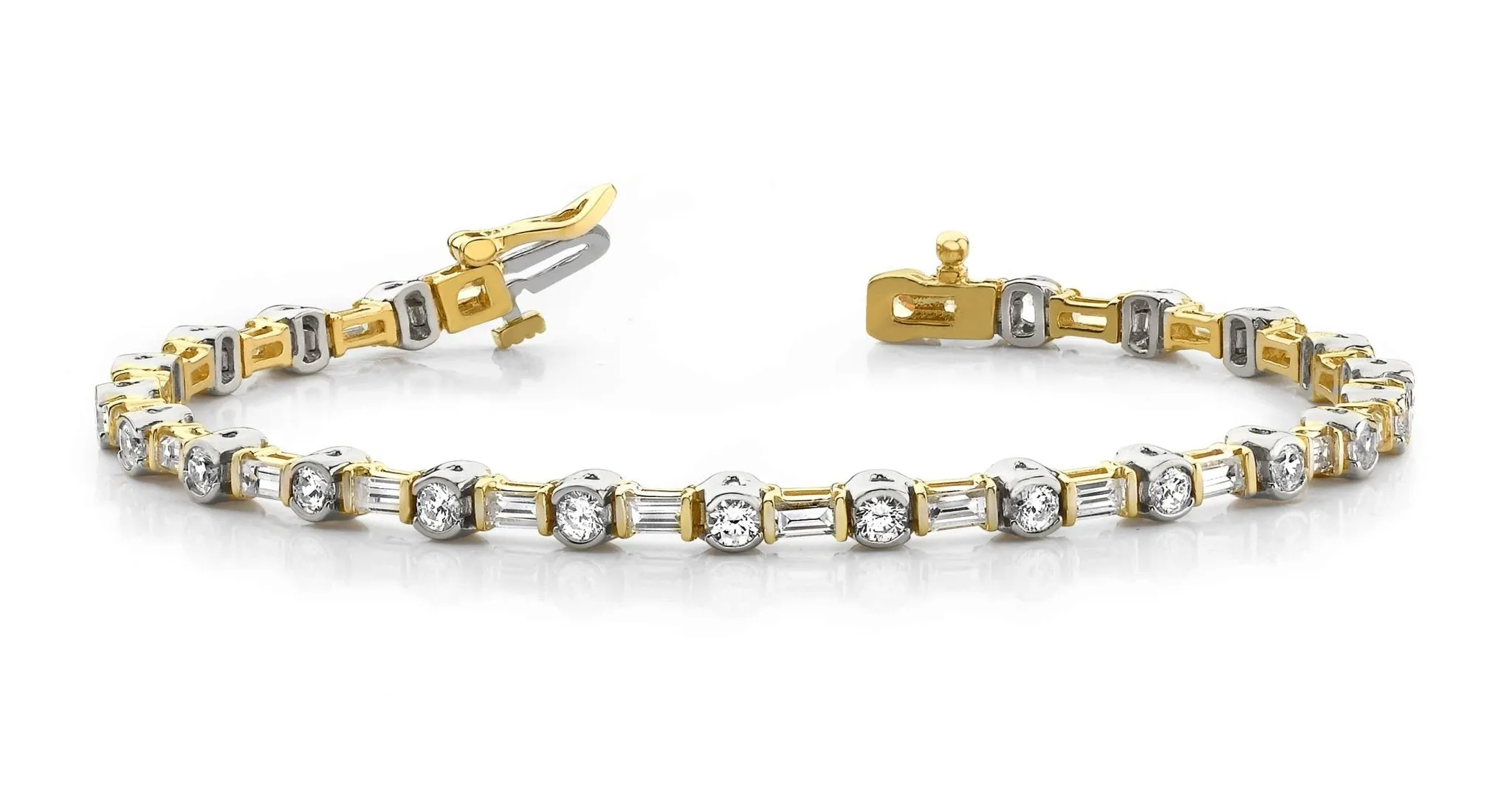 Half Bezel And Channel Set Diamond Bracelet with 2.08 ct.(finished) 2.7x1.4mm, 2mm